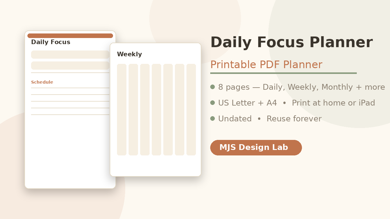 Daily Focus Planner printable PDF